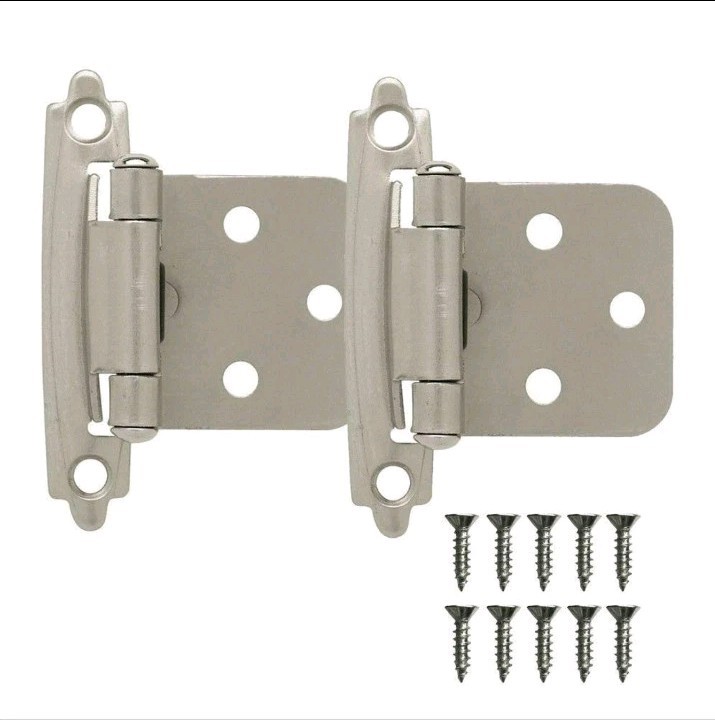 4pcs Kitchen Cabinet Hinges Overlay Self Closing Face Mount Door Hinge Satin