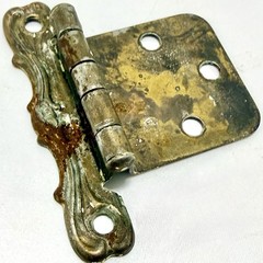 Vintage Ornate Brass Cabinet Hinges Set 3 Decorative Furniture Hardware