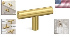 10 Pack Brushed Brass Gold Cabinet Knobs – Elegant T-Shaped Drawer Handles
