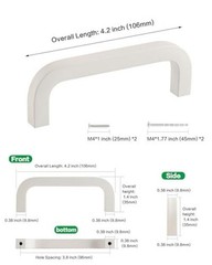 Pack White Dresser Drawer Pulls 3-3/4 Inch 3.8″ Hole Center(96mm) 5 Matte White
