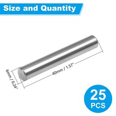 25 Pcs 6mm x 40mm Shelves Dowel Pin,304 Stainless Steel Dowel Pin, Shelf Supp…