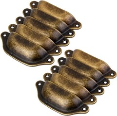 10PCS Antique Brass Shell Pull Handle Vintage Drawer Cabinet Cup Knob Pull