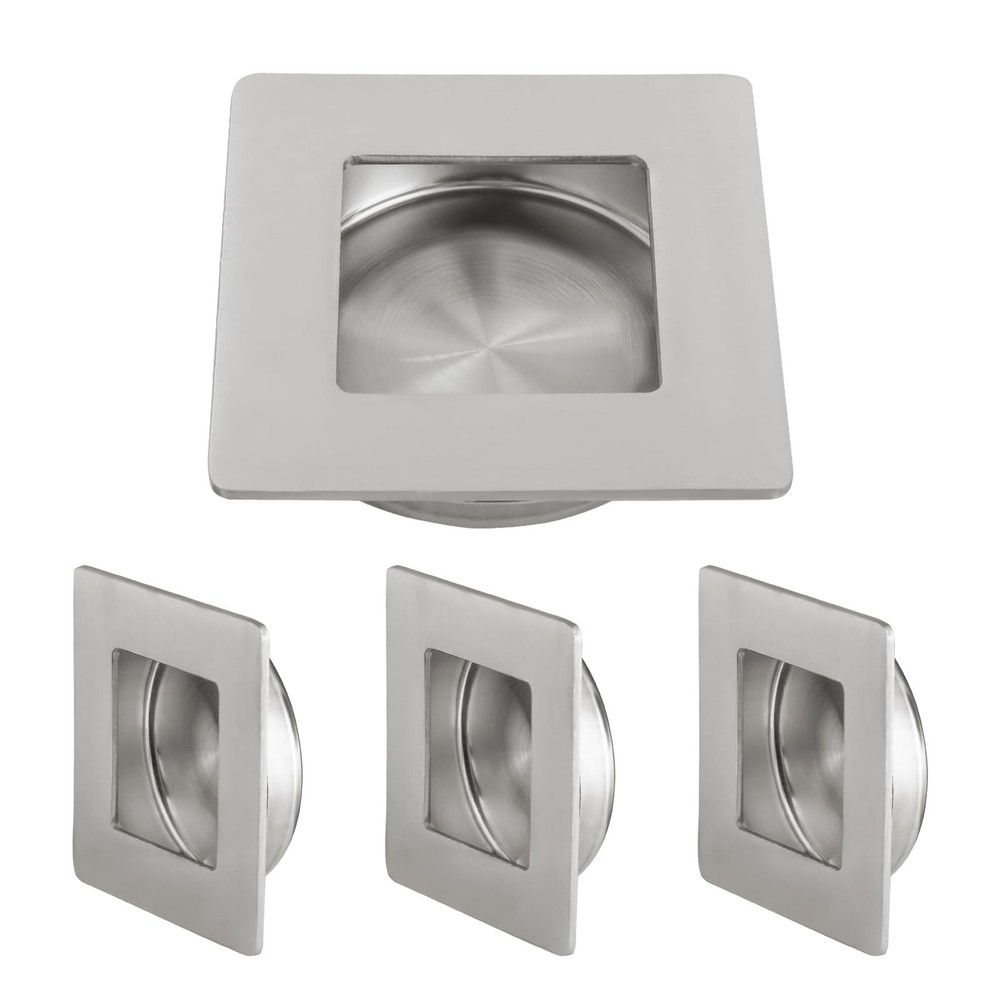 4 Pack Recessed Sliding Closet Door Finger Pulls, 2-3/4 Inch Square, 2-3/8 In…