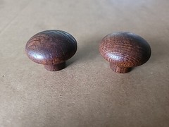 2 Pack Wooden Cabinet Knob 1.5 In Diameter- NOS- Dark Stain