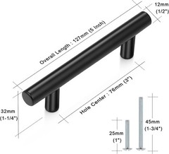 Elegant 30 Pack Black Stainless Steel Cabinet Pulls – 5″ Handles for Any Room