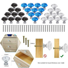 10Pcs Crystal Glass Cabinet Knob Diamond Shape 30mm Drawer Cupboard Handle Pulls