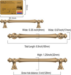 Amerdeco 10 Pack Champagne Bronze Cabinet Pulls 5 Inch(128mm) Hole Center Cabine