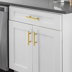 Pack Cabinet Handles with 3 Inch 3″ Hole Center 10 Brushed Brass T-Shaped