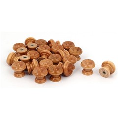 25 x Round Wood Cabinet Door Wardrobe Knob Wooden Drawer Pull Handle 24x20mm
