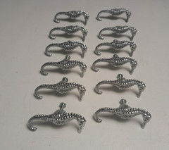 12 Vintage sea horse Cabinet Door Handle Pulls beach coastal theme 2.5″ silver