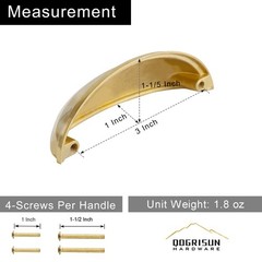 QOGRISUN 2-Pack Unlacquered Brass Cabinet Cup Pulls, 3 Inch Hole Center | Sol…