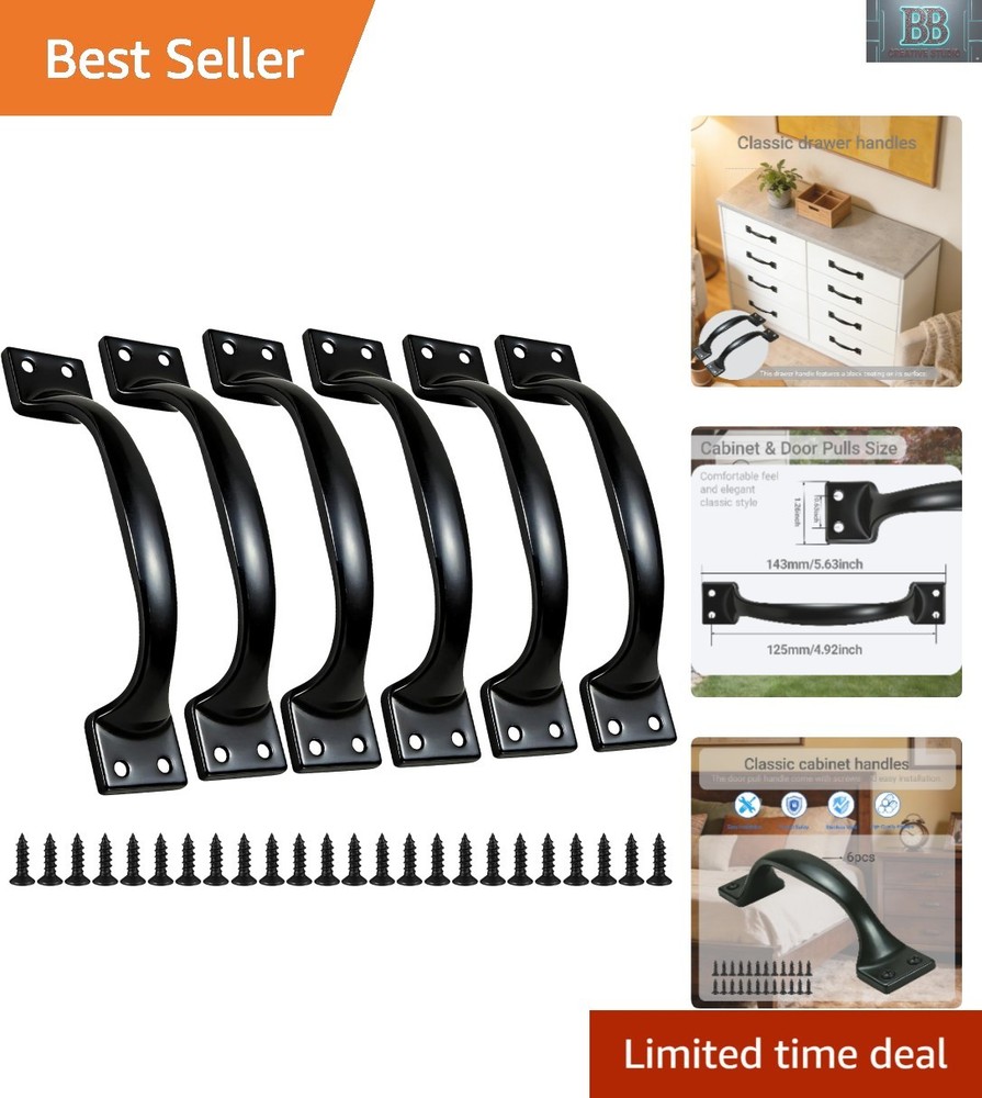 Universal Fit 6PCS Black Stainless Steel Pull Handles – Easy DIY Installation