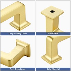 15 Pack Brushed Gold Cabinet Pulls – 3-3/4 Inch 96mm Hole Centers, Solid Zinc…