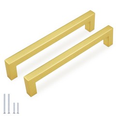 10Pack 6-3/10 Inch Brushed Gold Cabinet Pulls Stainless Steel Kitchen Cabinet…