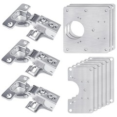 3 Pcs Cabinet Door Hinges, Hinge Repair Plate Kit Fix Loose Silver