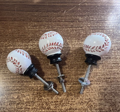 3 Decorative Sports Baseball Themed Cabinet Drawer Pulls (H137)