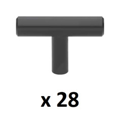 *LOT OF 28* GlideRite 2 in. Matte Black Solid T-Bar Cabinet Handle Drawer Knobs