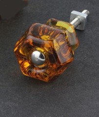 Vintage Antique Style Depression Glass Cabinet Knobs Amber Victorian 1.25″