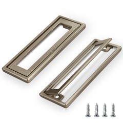 Dark Cyan Square Recessed Flush Zinc Alloy Cabinet Drawer Hatch Pulls 2 PCS Set