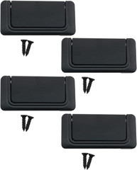 Flush Pull Handle Black 4PCS Invisible Flip Drawer Handle Dull Polish Concealed