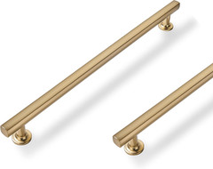10 Pack 8 Inch(203Mm) Hole Center Brushed Brass Cabinet Pulls Square Cabinet Han