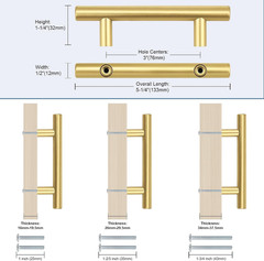30 Pack 3 Inch Hole Center Brushed Gold Cabinet Pulls, Brushed Brass Kitchen Cab