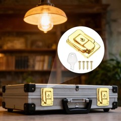6Pcs Suitcase Lock Hasp with Screw and Key Metal Toggle Catch Latch, Gold