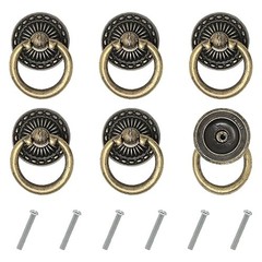 6PCS Vintage Style Hardware Furniture Knobs Antique Bronze Metal Alloy Drawer