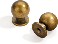 5 Pack 1 Inch Round Vintage Antique Brass Cabinet Knobs