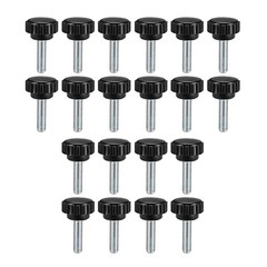 M6x20mm Male Thread Round Knurled Clamping Knobs Grip Thumb Screw on Type 20pcs