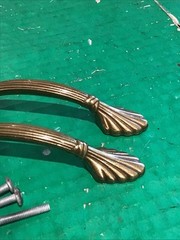 Lot of 2 Amerock 1333 Elegance Brass Cabinet Pull Handle Pat Pending w/ Screws