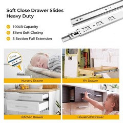 Goldenwarm 10 Pair 22 Inch Soft Close Drawer Slides | 20 Pack Heavy Duty Side