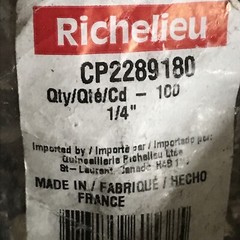 Lot Of 600 Richelieu CP2289180 Shelf Pin Spoon Shaped Cabinet Support 1/4″