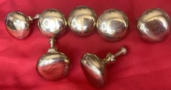 7 VTG BRASS 1-1/4 Inch Round Mushroom Cabinet Knob Polished Brass with Screws