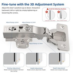 50 Pack Full Overlay Soft Close Concealed Frameless Cabinet Hinges, Satin Nic…
