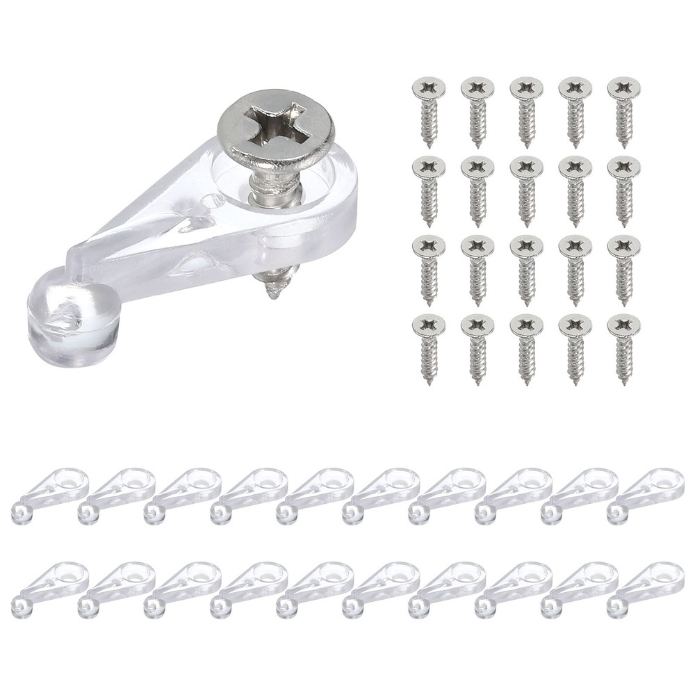26Sets 25mm Plastic Glass Retainer Clips Kit for 4mm Thick Glass Clear
