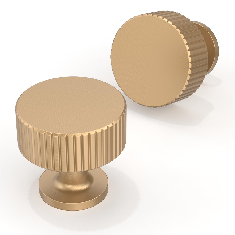 Asimerdeco 10 Pack Champagne Bronze Cabinet Knobs 1-1/10 Inch(28mm) Single Ho…