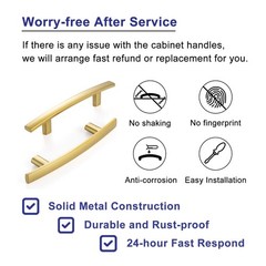 Curved Brushed Gold Cabinet Pulls 3 Inch Hole Centers – 10 Pack for Kitchen