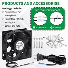 EC Axial Fan AC 110v 120v 220v 240v Ball Bearing High Airflow for 120mm x 38mm