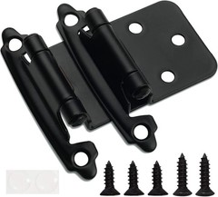 1/2″ Overlay Matte Black Cabinet Hinges – Durable Self-Closing Pair with Upgr…
