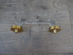 Metallic Gold Metal & Glass Handle Drawer Pull Sleek Modern Elegant Simple Pull