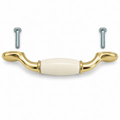 NEW (Lot of 7) L.G. Sourcing 5″ Cream Porcelain Cabinet / Drawer Pulls NIB NOS