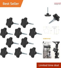 10 Pack 1/4-20 Steel 5-Star Knobs with 2″ Threaded Studs for Clamping and Fix…