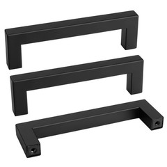 2 Pack Black Square Bar Cabinet Pull Drawer Handle Stainless Steel 4 In 102mm