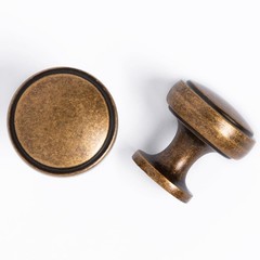 10 PCS Antique Brass Brushed Bronze Solid Alloy Round Knurled Cabinet Knobs