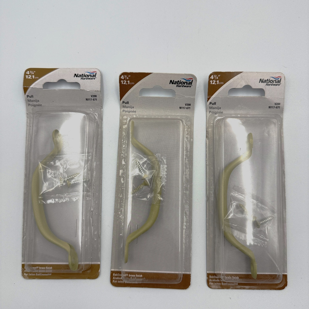 National Hardware 4-3/4″ Cabinet Door Pulls Brass Finish Lot of 3 N117-671
