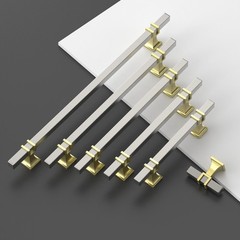 Brushed Nickel Cabinet Pulls 5 Inch 128mm Hole Centers Square T Bar 10 PCS