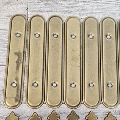9 Vintage Amerock Carriage House Cabinet Drawer Pulls Handles & Back Plates
