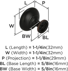 Amerock | Cabinet Knob | Oil Rubbed Bronze | 1-1/4 inch (32 mm) Diameter | Ed…