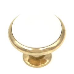 P427-W Polished Brass 1 3/8″ Cabinet Knob Pull, White Top Hickory Tranquility